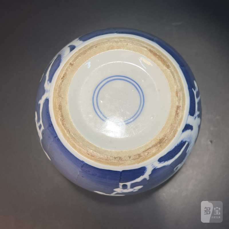 民国 青花留白冰梅纹罐 - 图7
